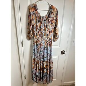 Figueroa & Flower‎ Floral Print Maxi Dress Cottagecore Bohemian Women's